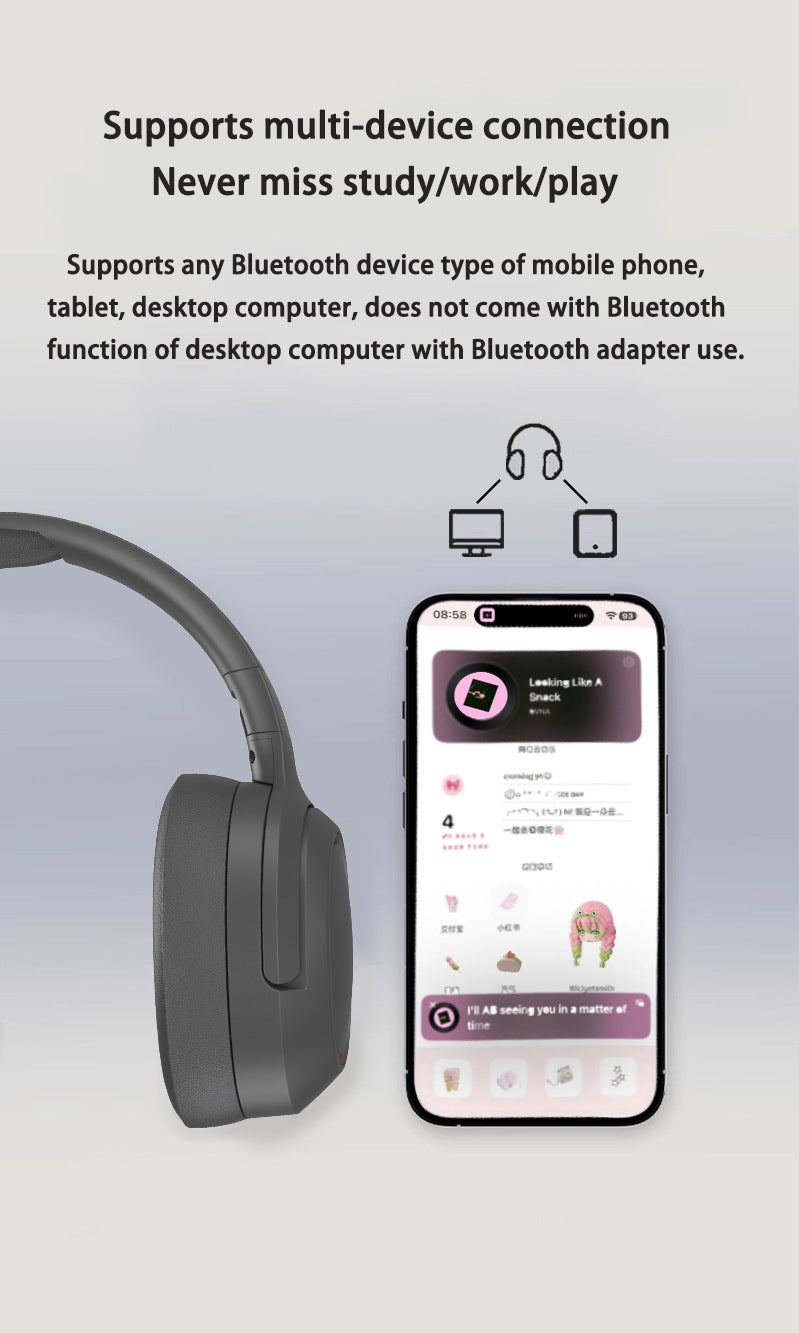 NNEDSZ Pink P2963 Wireless Bluetooth Headphones with LED Light, Hi-Fi Sound, and Sport Design-3